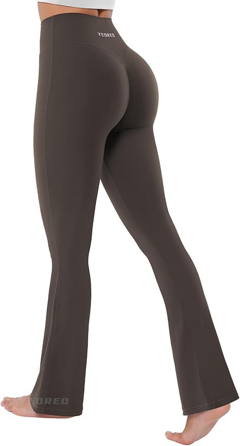 YEOREO Women's Mini Flared Workout High Waist No Front Seam Yoga Legging Pants