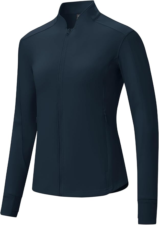 BGOWATU Women's Workout Athletic Jacket Full Zip Running Jackets Gym Yoga Track Tops with Pockets Thumb Hole