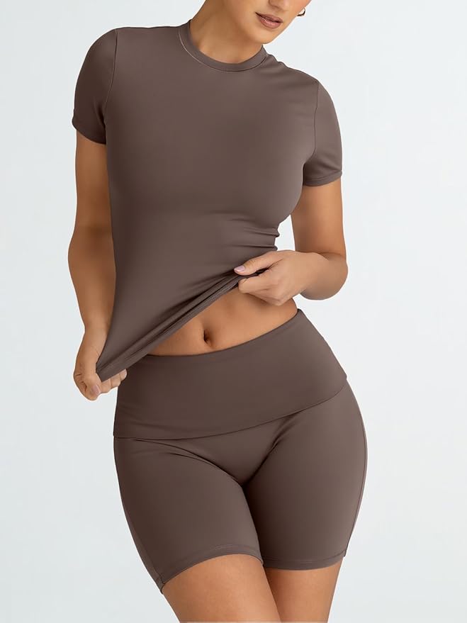 Trendy Queen 2 Piece Summer Cute Workout Sets Gym Short Set Pilates Yoga Outfits Going Out Spring Athletic Comfy Active Wear