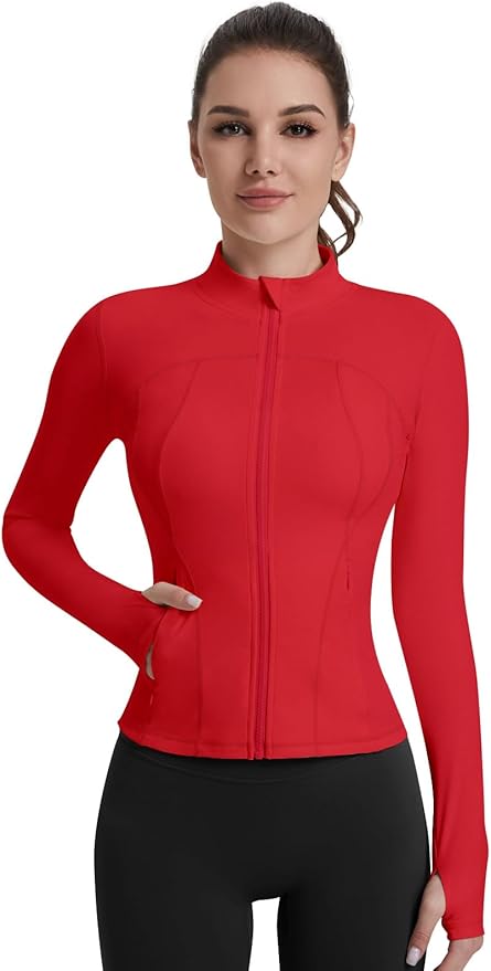VUTRU Womens Workout Yoga Jacket Lightweight Zip Up Athletic Jacket Lightweight Cropped Jacekt with Pockets