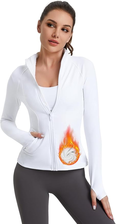 VUTRU Women's Workout Yoga Jacket Full Zip Running Track Jacket Fleece Athletic Jacket