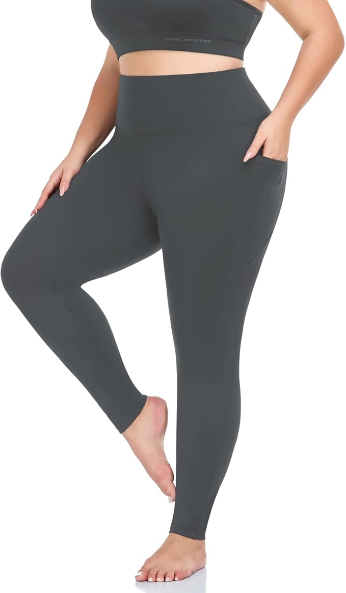 Plus Size Leggings for Women with Pockets-Stretchy XL-5XL Yoga Pants Tummy Control High Waist Workout Leggings