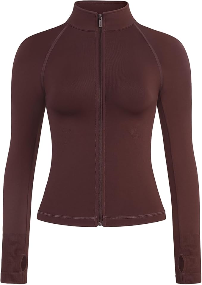 AUROLA Influence Athletic Workout Jacket for Women, Lightweight Slim Fit Full Zip Running Yoga Sports Jacket with Thumb Holes