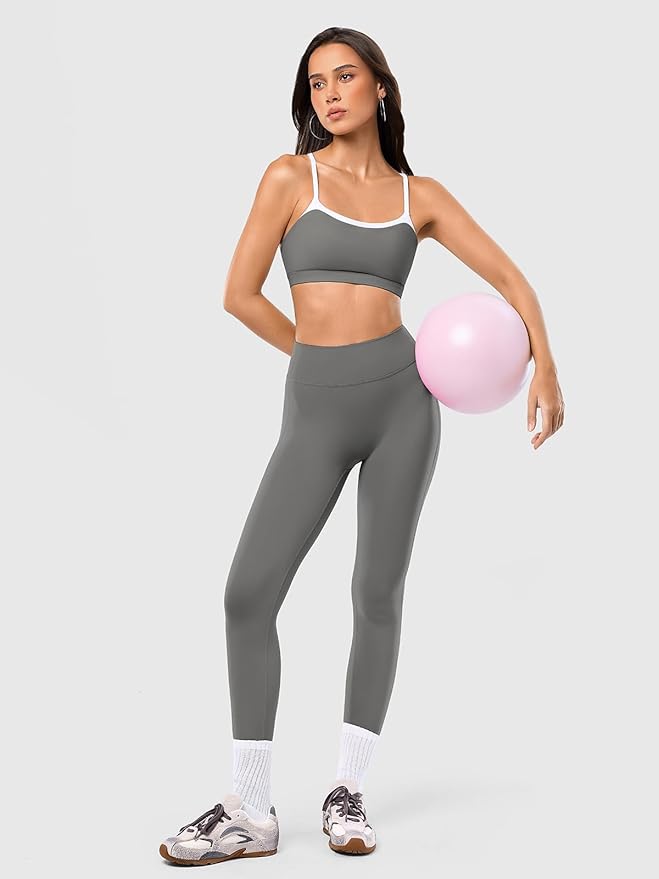 2 Piece Workout Sets for Women, Camisole Square Neck Tops & Seamless Leggings, Gym Yoga Pilates Outfits
