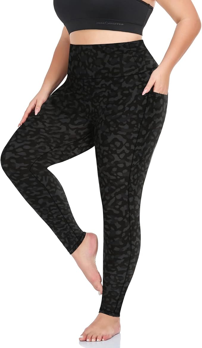 Plus Size Leggings for Women with Pockets-Stretchy XL-5XL Yoga Pants Tummy Control High Waist Workout Leggings