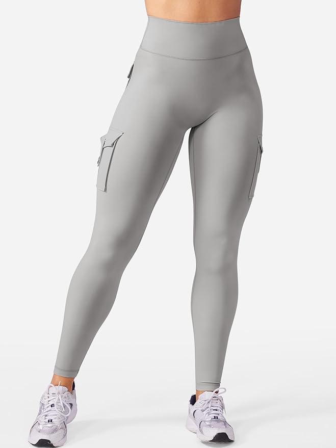 YEOREO CoreFlex Workout Cargo Leggings with Pockets for Women Hidden Scrunch Butt Lifting Leggings Gym Yoga Pants