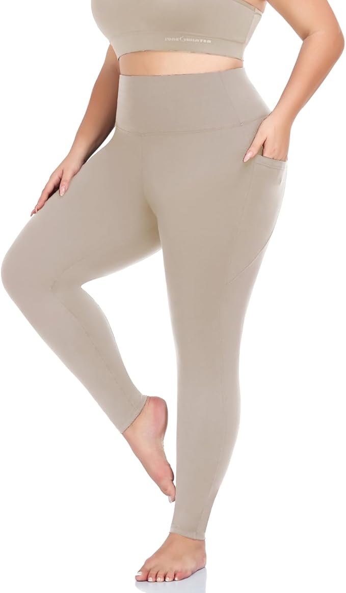 Plus Size Leggings for Women with Pockets-Stretchy XL-5XL Yoga Pants Tummy Control High Waist Workout Leggings
