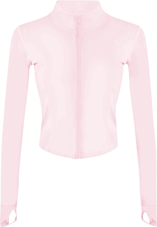 Lviefent Womens Lightweight Full Zip Running Track Jacket Workout Slim Fit Yoga Sportwear with Thumb Holes