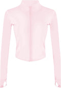 Yeokou Womens Active Zip Up Running Workout Cropped Bbl Athletic Jacket with Thumb Holes