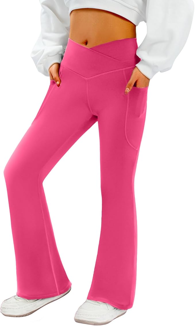 COPYLEAF Women's Flare Yoga Pants with Pockets V Crossover High Waisted Bootcut Yoga Leggings-Flare Workout Gym Leggings