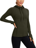 CRZ YOGA Butterluxe Hooded Athletic Jackets for Women - Full Zip Track Casual Tops with Thumb Holes Pockets