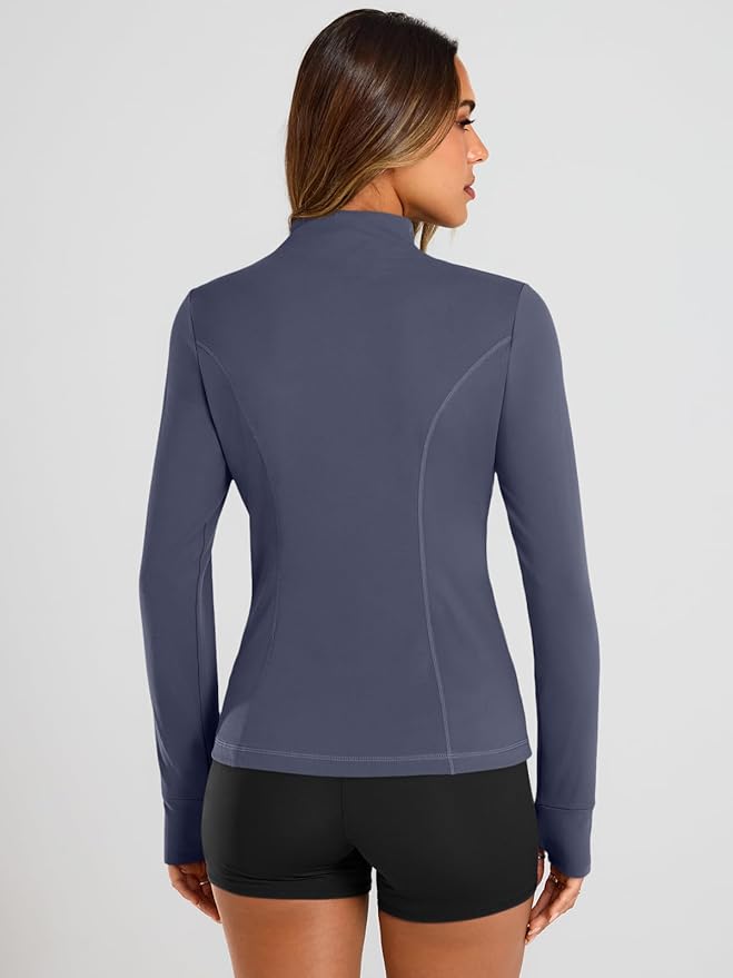 Trendy Queen Womens Lightweight Zip Up Jackets 2026 Athletic Workout Hoodies Spring Shirt Fitted Gym Clothes with Pocket
