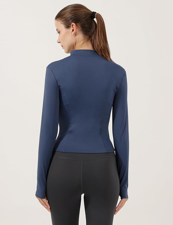 Locachy Women's Lightweight Stretchy Workout Full Zip Running Track Jacket with Thumb Holes
