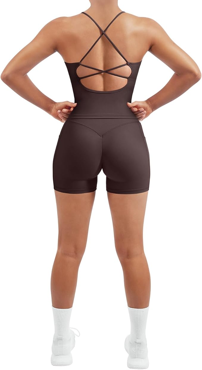 SUUKSESS Women 2 Piece Workout Sets Padded Tank Tops Tummy Control Leggings Gym Outfits