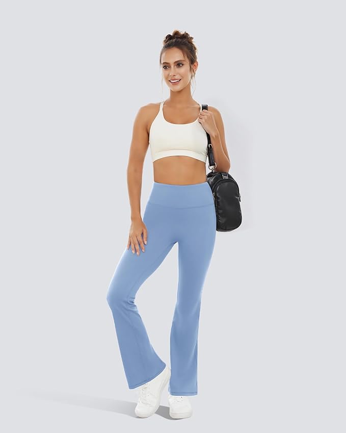 Yoga Pants for Women High Waisted Flare Leggings Bell Bottom Leggings Front Seamless Flared Workout Pants Tummy Control
