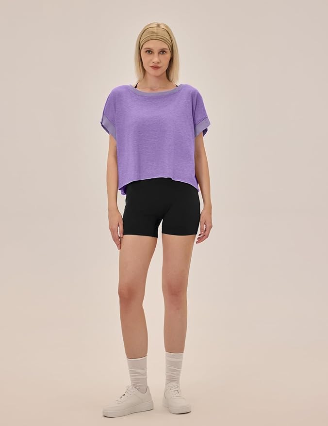 UNIANKIYA Open Back Workout Tops for Women Loose Fit Athletic Crop Tee Short Sleeve Gym Running Yoga Shirt