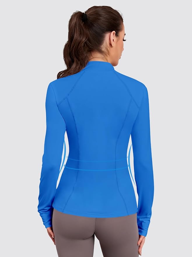 VUTRU Women Athletic Jacket Fitted Workout Running Zip Up Track Coat Layer with Thumb Holes Pockets for Yoga Gym Travel