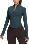 AVGO Women's Cropped Running Workout Jackets Zip Slim Fit Athletic Tops with Thumb Holes