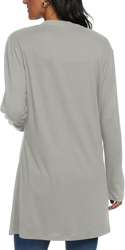 Womens Casual Lightweight with Pocketes Long Sleeve Open Front Cardigan