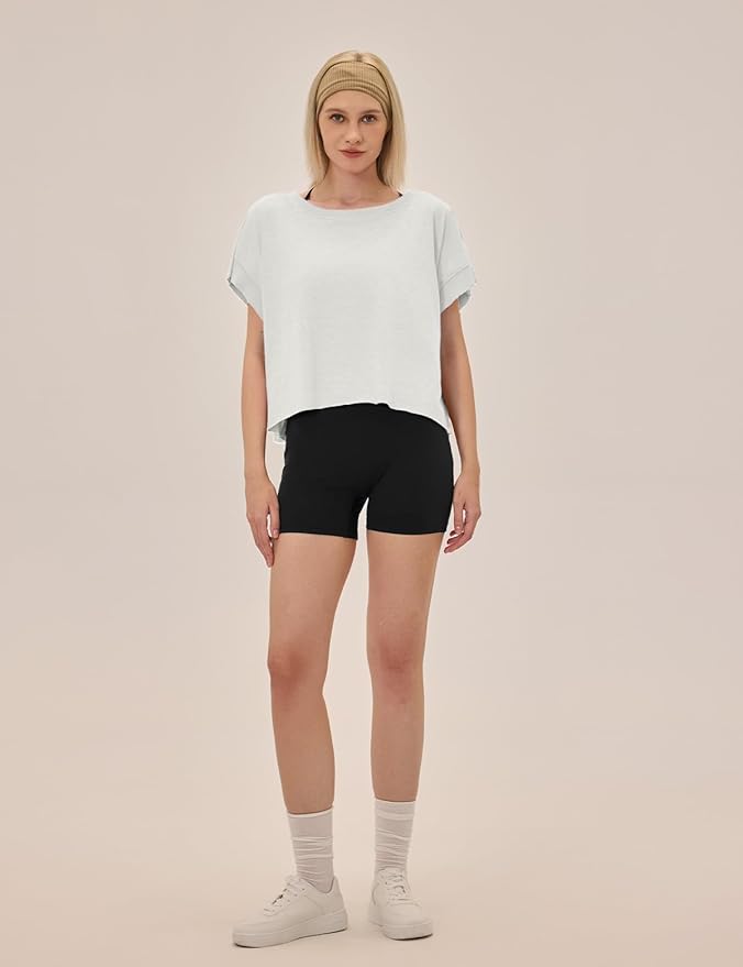 UNIANKIYA Open Back Workout Tops for Women Loose Fit Athletic Crop Tee Short Sleeve Gym Running Yoga Shirt