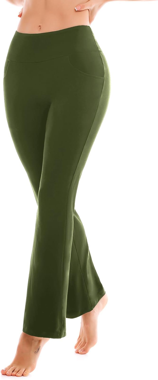 SINOPHANT Flare Leggings for Women with Pockets,High Waisted Tummy Control Bootcut Yoga Pants for Women Soft Bell Bottoms