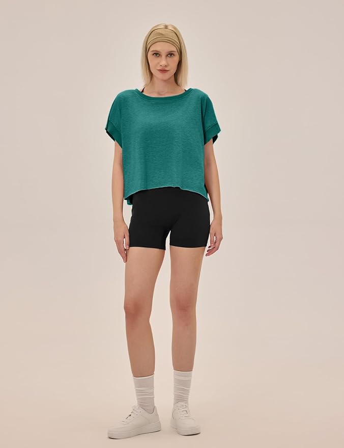 UNIANKIYA Open Back Workout Tops for Women Loose Fit Athletic Crop Tee Short Sleeve Gym Running Yoga Shirt