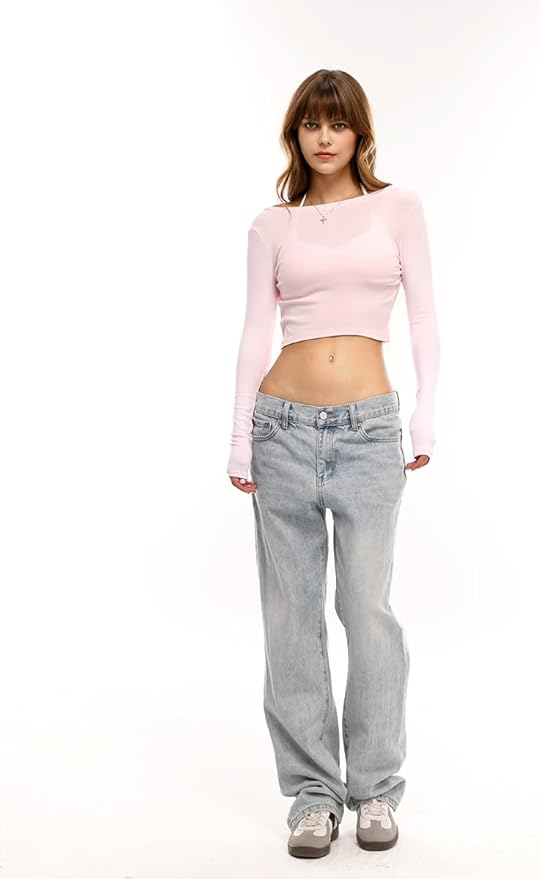 Danysu Ballet Wrap Tops Long Sleeve Cross Tie Crop Shirts Deep V-Neck Dance Clothes Fall Cardigans