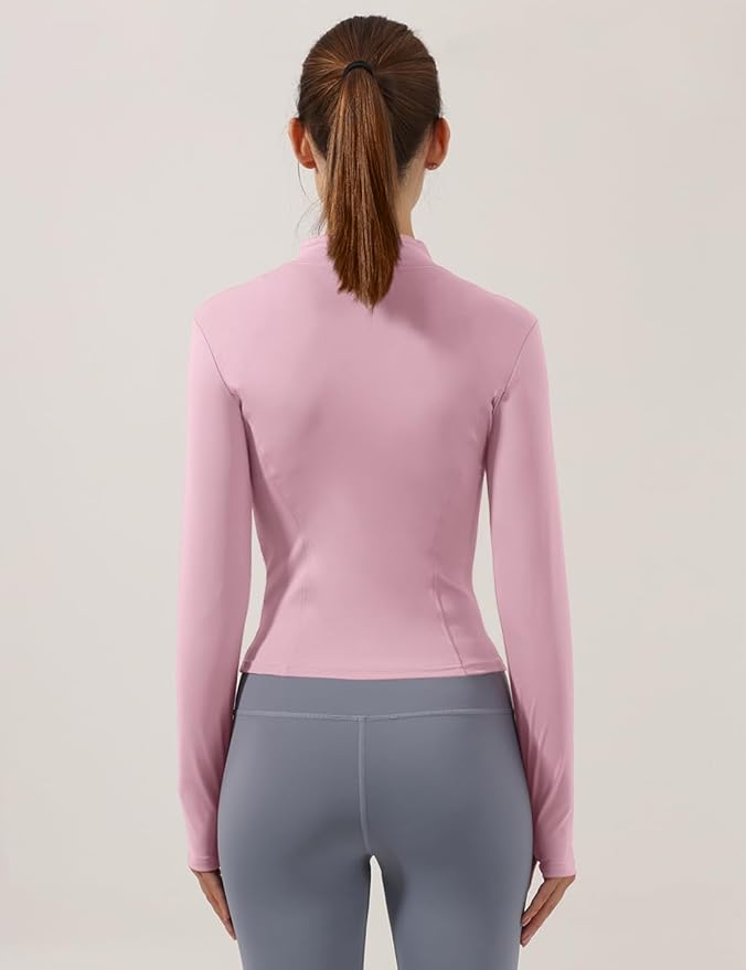 Locachy Women's Lightweight Stretchy Workout Full Zip Running Track Jacket with Thumb Holes