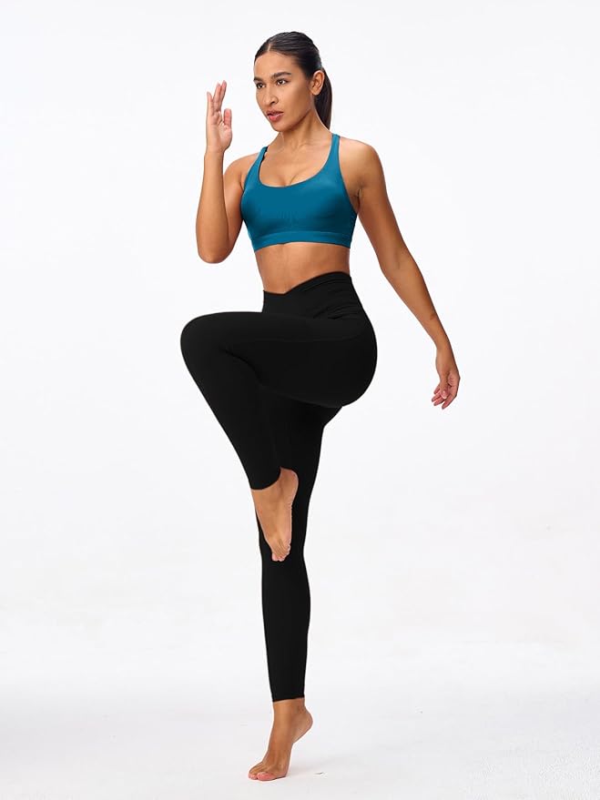Women's Strappy Sports Bras Light Compression Crop Criss Cross Back Padded Workout Yoga Bra Supportive U Neckline