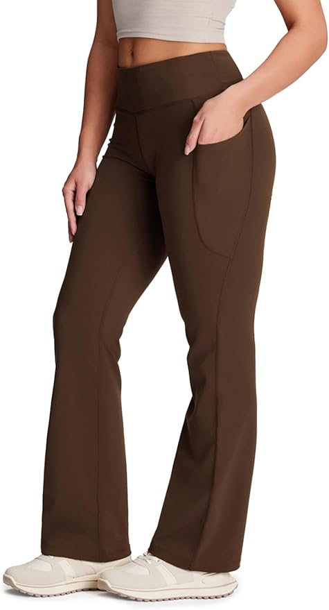 Yogipace Petite/Regular/Tall Women's Bootcut Yoga Pants with Side Pockets, Flare Leggings for Travel, Lounge & Everyday Wear