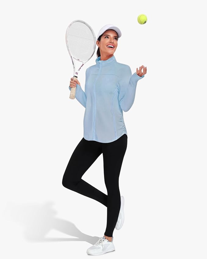 Vldnery Women's UPF 50+ Sun Protection Lightweight Jacket Zip Up Long Sleeve Sun Shirt for Women with Thumb Hole Hiking