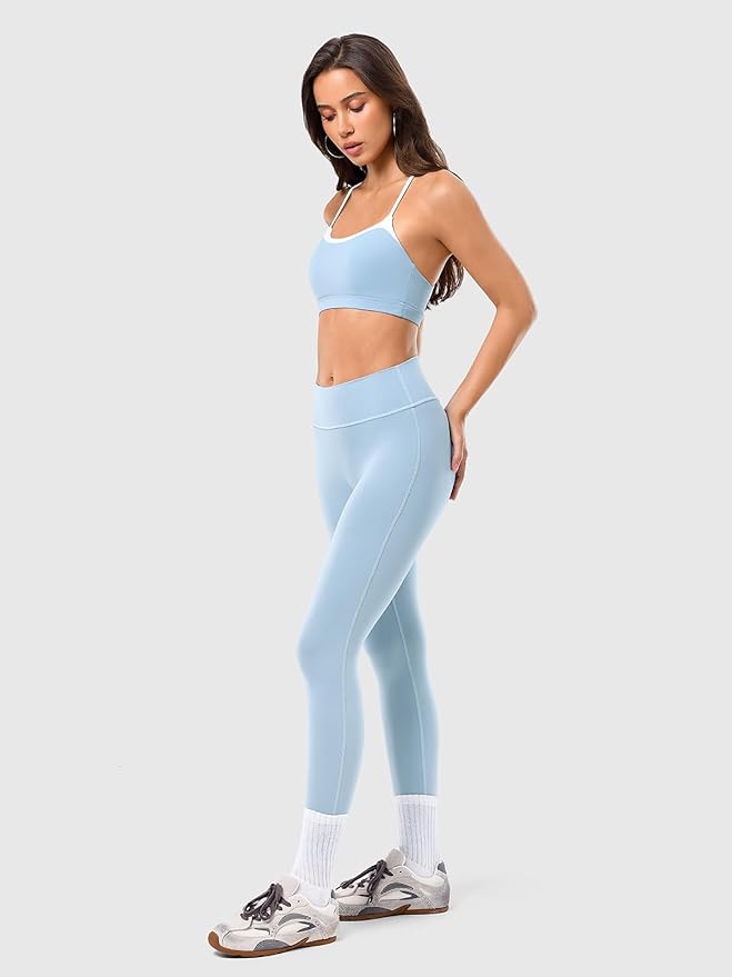2 Piece Workout Sets for Women, Camisole Square Neck Tops & Seamless Leggings, Gym Yoga Pilates Outfits