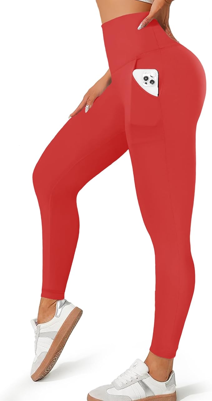 MOREFEEL Leggings with Pockets for Women, High Waisted Tummy Control Workout Hip Lift Yoga Pants Activewear