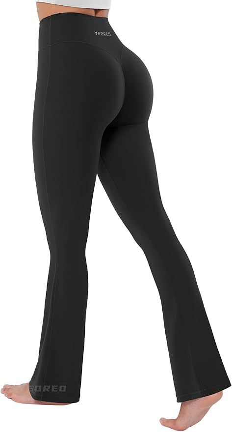 YEOREO Women's Mini Flared Workout High Waist No Front Seam Yoga Legging Pants