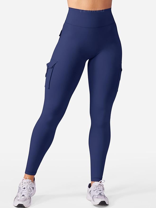 YEOREO CoreFlex Workout Cargo Leggings with Pockets for Women Hidden Scrunch Butt Lifting Leggings Gym Yoga Pants