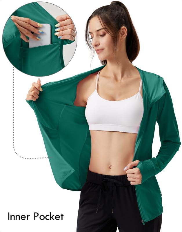Soothfeel Women's UPF 50+ Sun Protection Hoodie Jacket Lightweight Long Sleeve Sun Shirt for Women with Pocket Hiking Outdoor