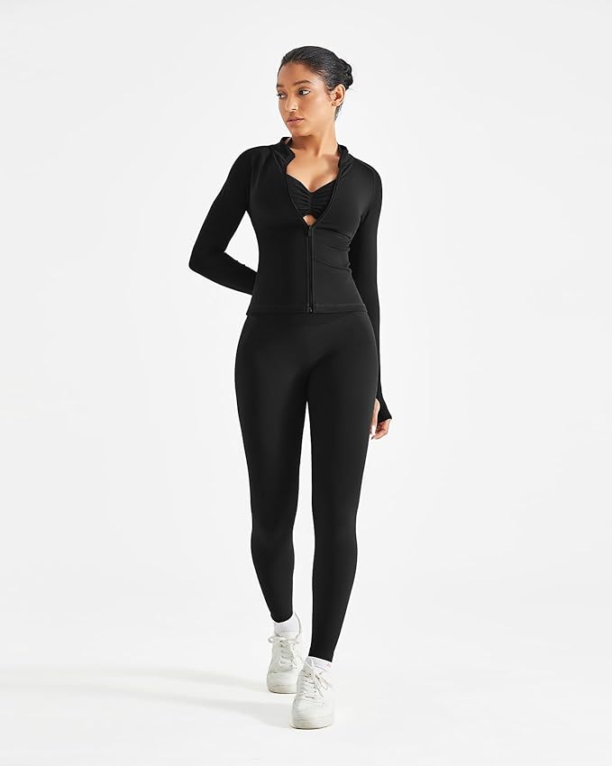 AUROLA Influence Athletic Workout Jacket for Women, Lightweight Slim Fit Full Zip Running Yoga Sports Jacket with Thumb Holes