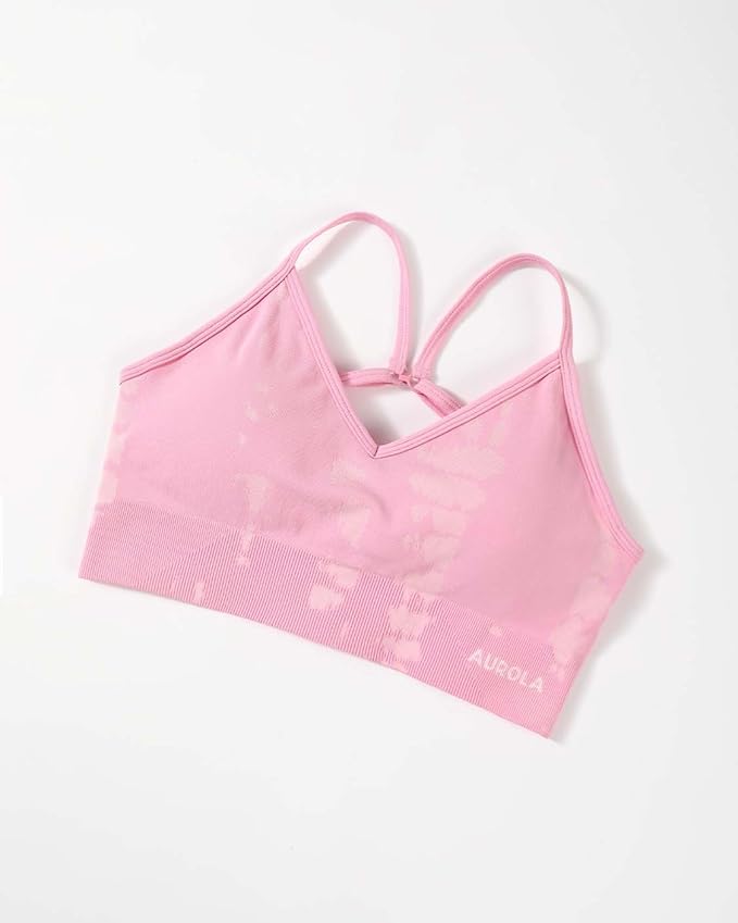 AUROLA Serpent Seamless Sports Bras for Women,Backless Padded Strappy Workout Gym Yoga Crop Tops