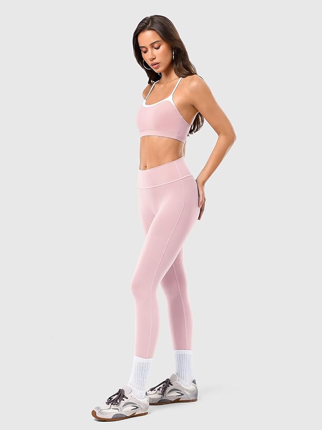 2 Piece Workout Sets for Women, Camisole Square Neck Tops & Seamless Leggings, Gym Yoga Pilates Outfits