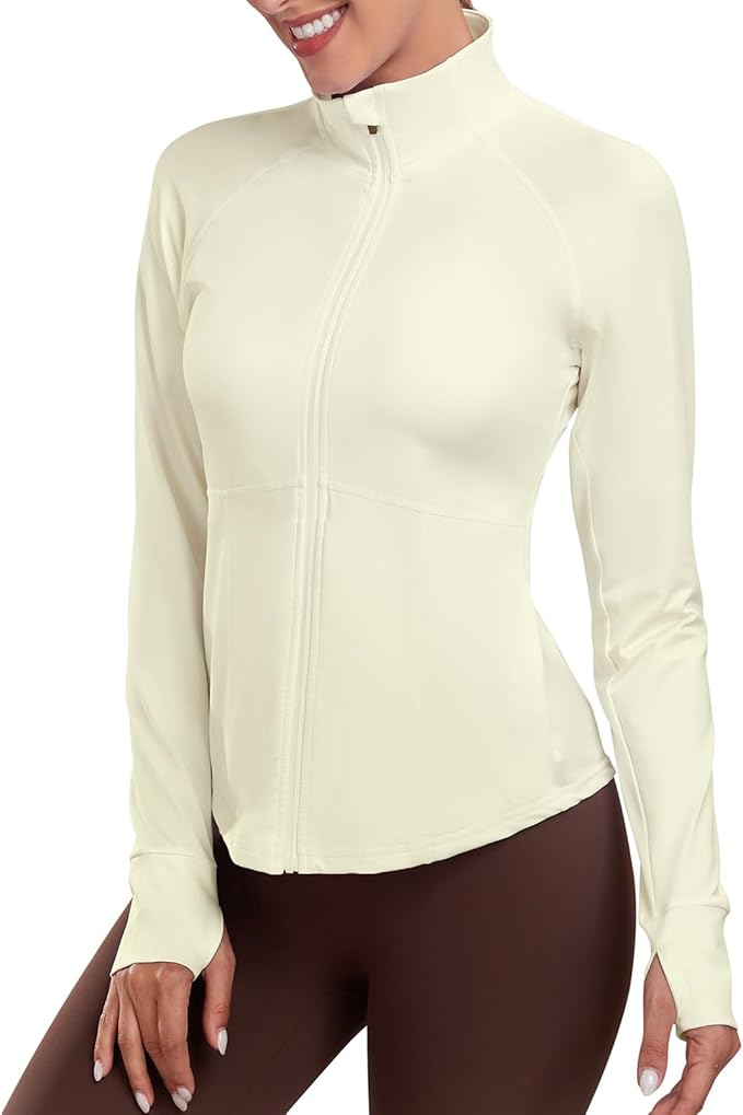 Women's Athletic Jackets Lightweight Sport Workout Jackets Zip Up Running Jackets with Thumb Holes for Gym Yoga