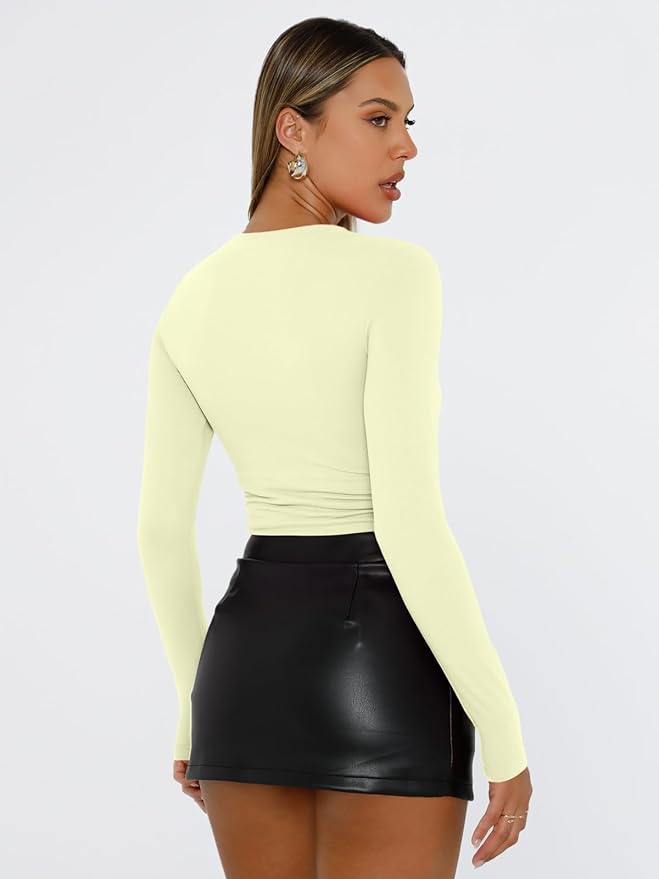 Trendy Queen Womens Long Sleeve T Shirts Fall Fashion 2026 Basic Crop Tops Going Out Outfits Y2k Clothes