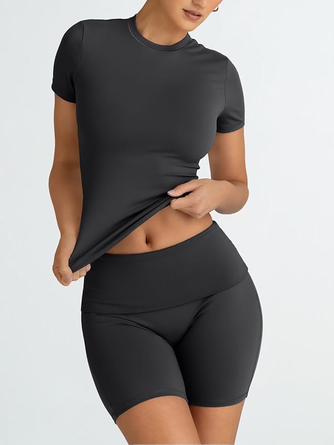 Trendy Queen 2 Piece Summer Cute Workout Sets Gym Short Set Pilates Yoga Outfits Going Out Spring Athletic Comfy Active Wear