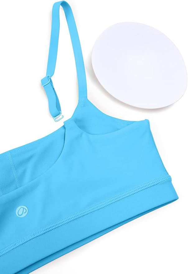 CRZ YOGA Butterluxe Adjustable Spaghetti Strap Sports Bras for Women - Scoop Neck Wireless Padded Yoga Workout Crop Top