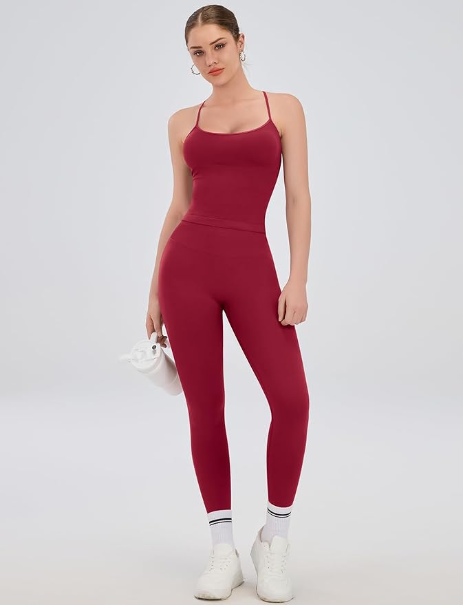 2 Piece Workout Sets for Women Halter Neck Cross Back Tank Top Macthing High Waist Leggings Sets Gym Outfits