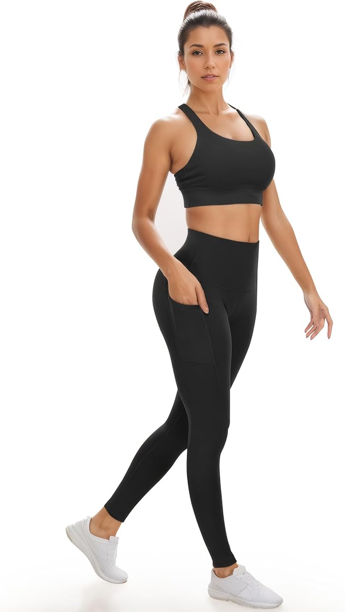 Dimore 4 Pack Workout Leggings for Women with Pockets,High Waisted Tummy Control Yoga Pants for Workout Running