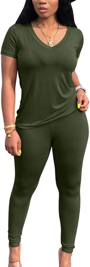 Lounge Sets for Women 2 Piece Summer Casual Jogger Workout Outfits Short Tops Long Pant Sweat suit leggings set