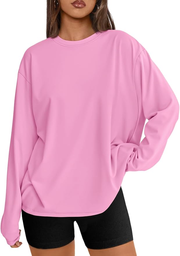 Trendy Queen Womens Spring Tops Oversized Long Sleeve T Shirts 2026 Basic Tee Fall Casual Workout Y2K Clothes