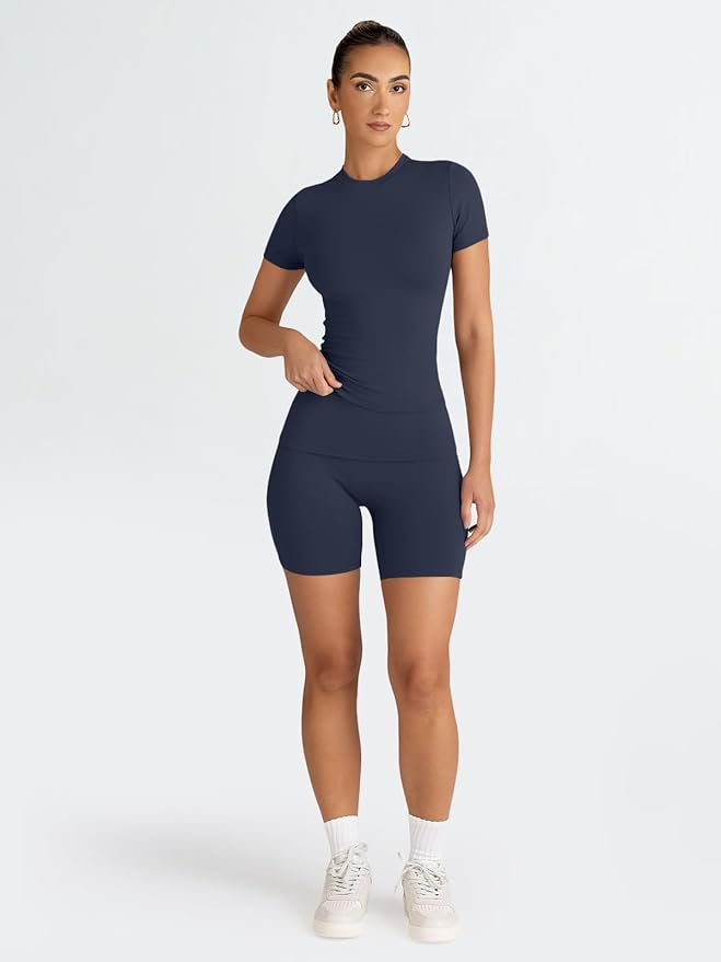 Trendy Queen 2 Piece Summer Cute Workout Sets Gym Short Set Pilates Yoga Outfits Going Out Spring Athletic Comfy Active Wear