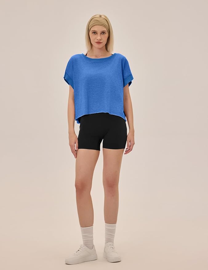 UNIANKIYA Open Back Workout Tops for Women Loose Fit Athletic Crop Tee Short Sleeve Gym Running Yoga Shirt