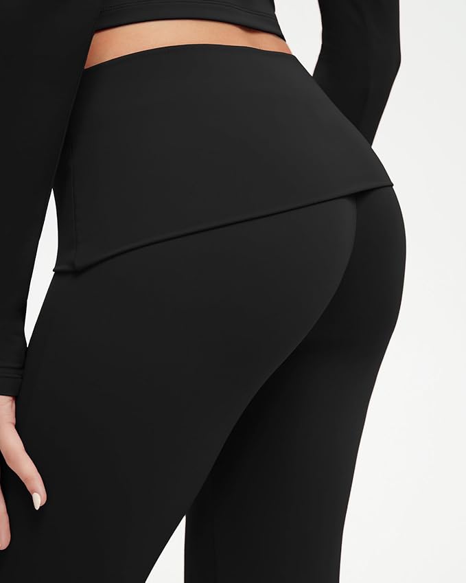 SUUKSESS Women 2 pieces Lounge Sets Long Sleeve V Neck Tops Fold Over Flare Leggings